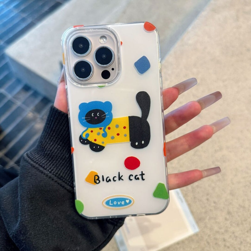 Polka Dot Cat Compatible with Apple iPhone Xiaomi 15/14/13 Pro Shockproof Vivo Huawei Oppo Phone Case