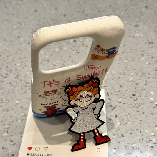 Japanese and Korean embroidered Coco sauce girl stand suitable for iPhone 16 Promax Apple 15 phone case 14 new model 13