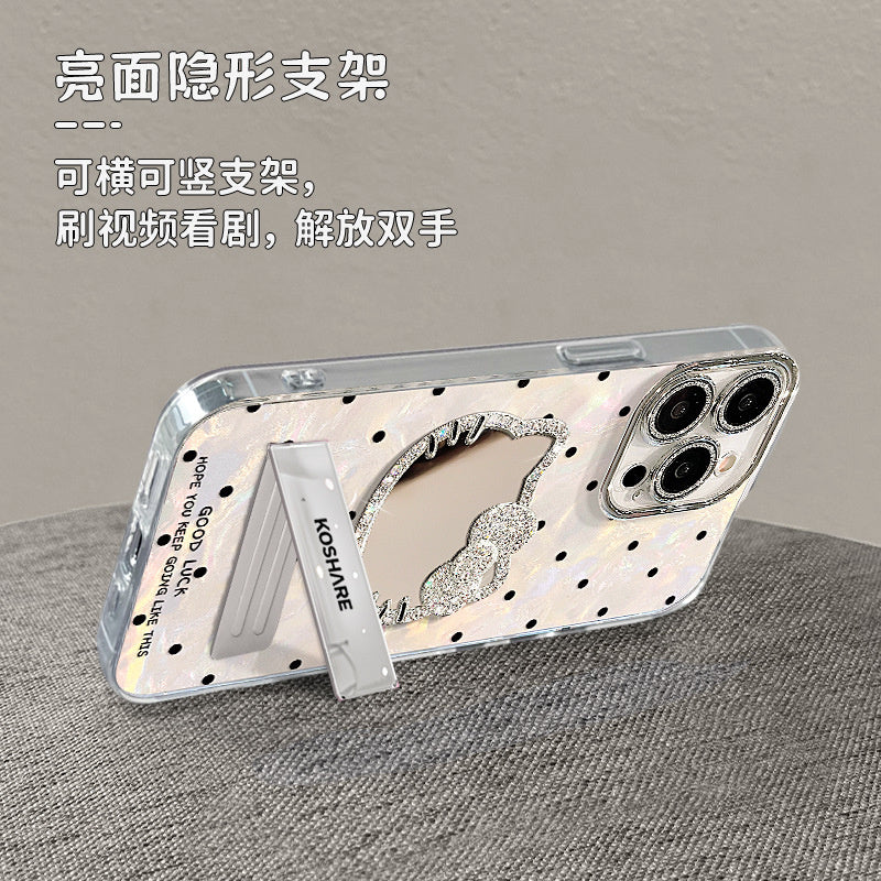 Hello Kitty Mirror Stand Bracelet Suitable for Apple 16Promax Phone Case 15 Premium 13 Female 14 Light Luxury