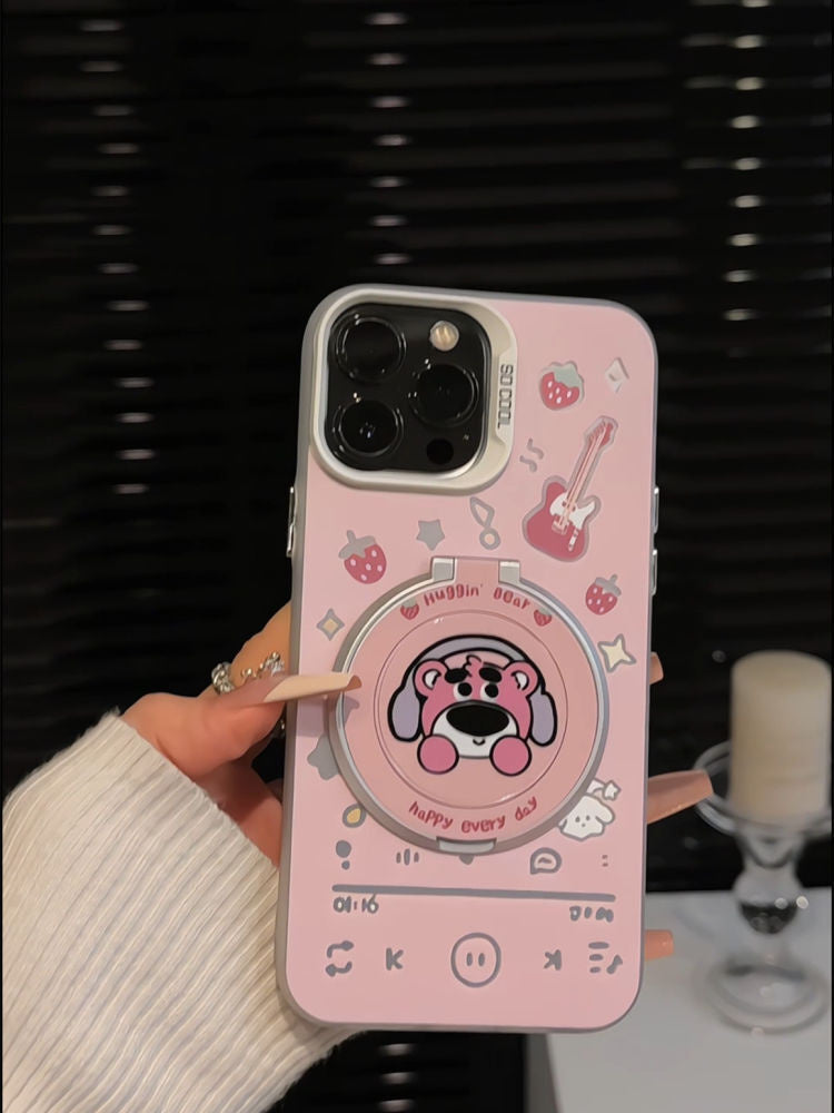 Compatible with Apple 16 Pro Matte Silver Huawei P60 Cartoon Phone Case iPhone 15 Niche Earphone Winnie the Pooh