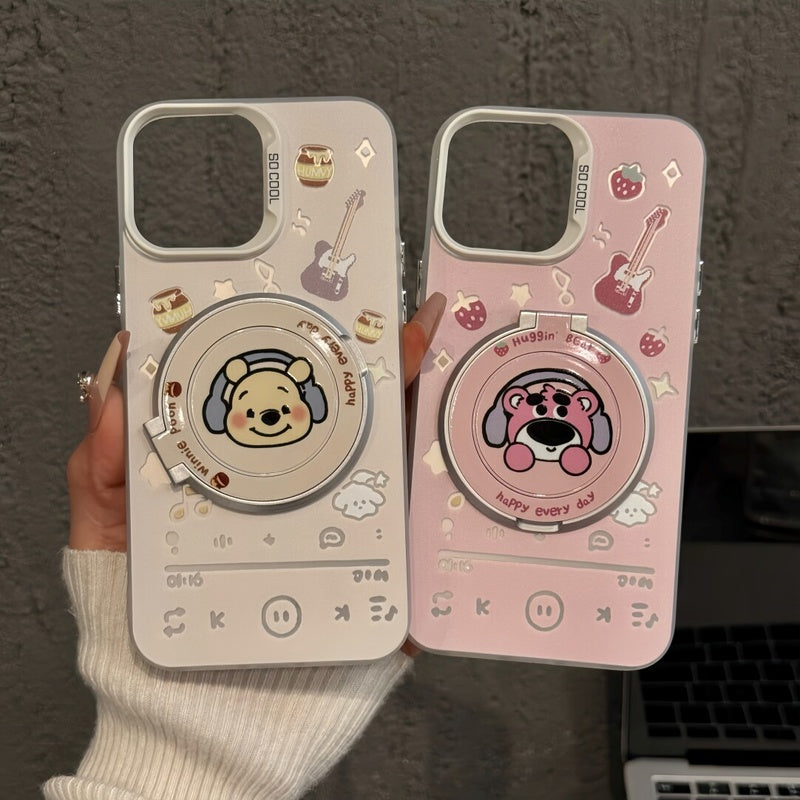 Compatible with Apple 16 Pro Matte Silver Huawei P60 Cartoon Phone Case iPhone 15 Niche Earphone Winnie the Pooh