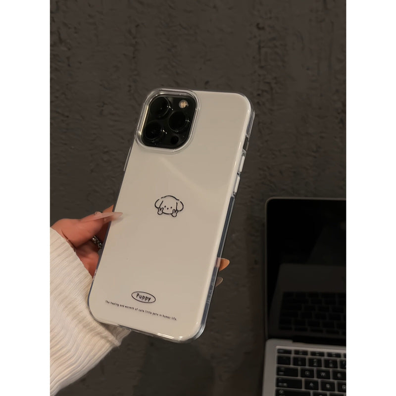 Biye Line Puppy Compatible with Apple 16 Pro Max Creative iPhone 15 Jelly Phone Case Two-in-One Cute