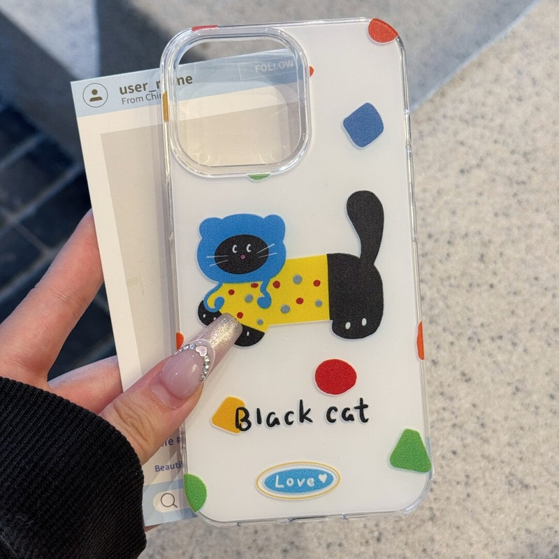 Polka Dot Cat Compatible with Apple iPhone Xiaomi 15/14/13 Pro Shockproof Vivo Huawei Oppo Phone Case
