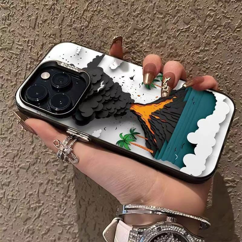 Volcanic eruption suitable Apple 16 Promax phone case, personalized vitality case for iPhone 15/14/13/12