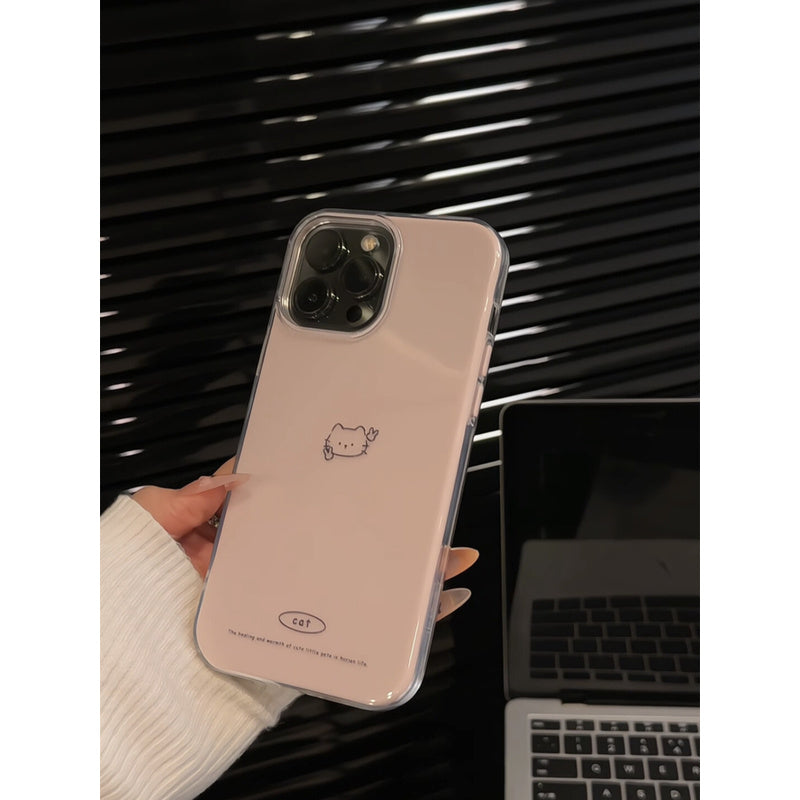 Biye Line Puppy Compatible with Apple 16 Pro Max Creative iPhone 15 Jelly Phone Case Two-in-One Cute