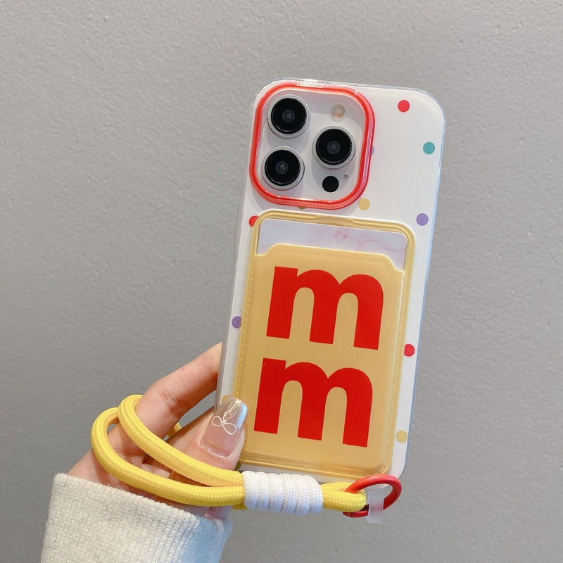 Suitable for Apple 15PROMAX woven lanyard phone case, iPhone 16PRO striped dog cartoon protective case