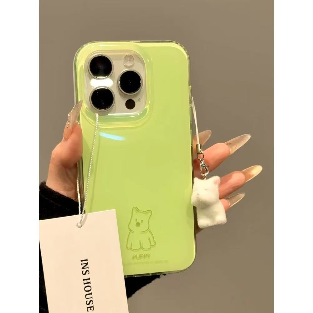 Ins style minimalist English line puppy suitable for iPhone 16 Promax Apple 15 phone case 14 new model 13
