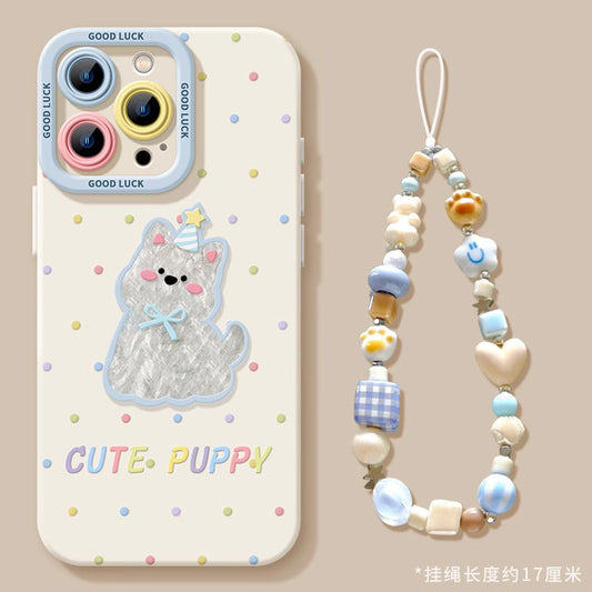 Cute Puppy Apple 16 Max Phone Case 15 Plus Full Protection Anti-drop 14 Pro Liquid Silicone 12 Cover 13