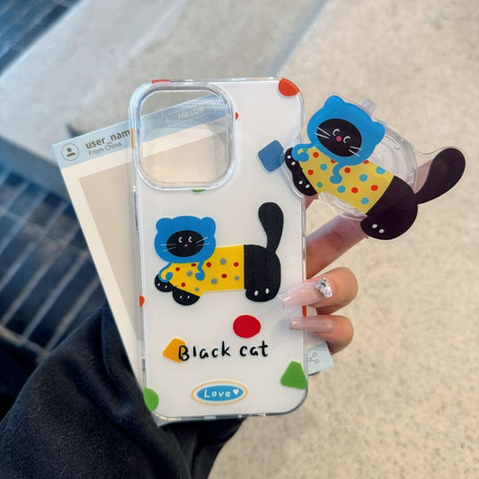 Polka Dot Cat Compatible with Apple iPhone Xiaomi 15/14/13 Pro Shockproof Vivo Huawei Oppo Phone Case