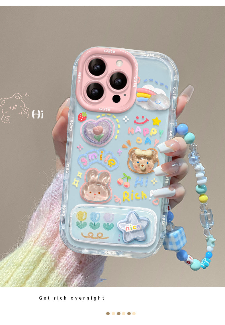 Cloud Doll Bracelet Compatible with Apple 16e Phone Case 13 Pro Max Cute Girls 15 Jelly 14 Stand 12