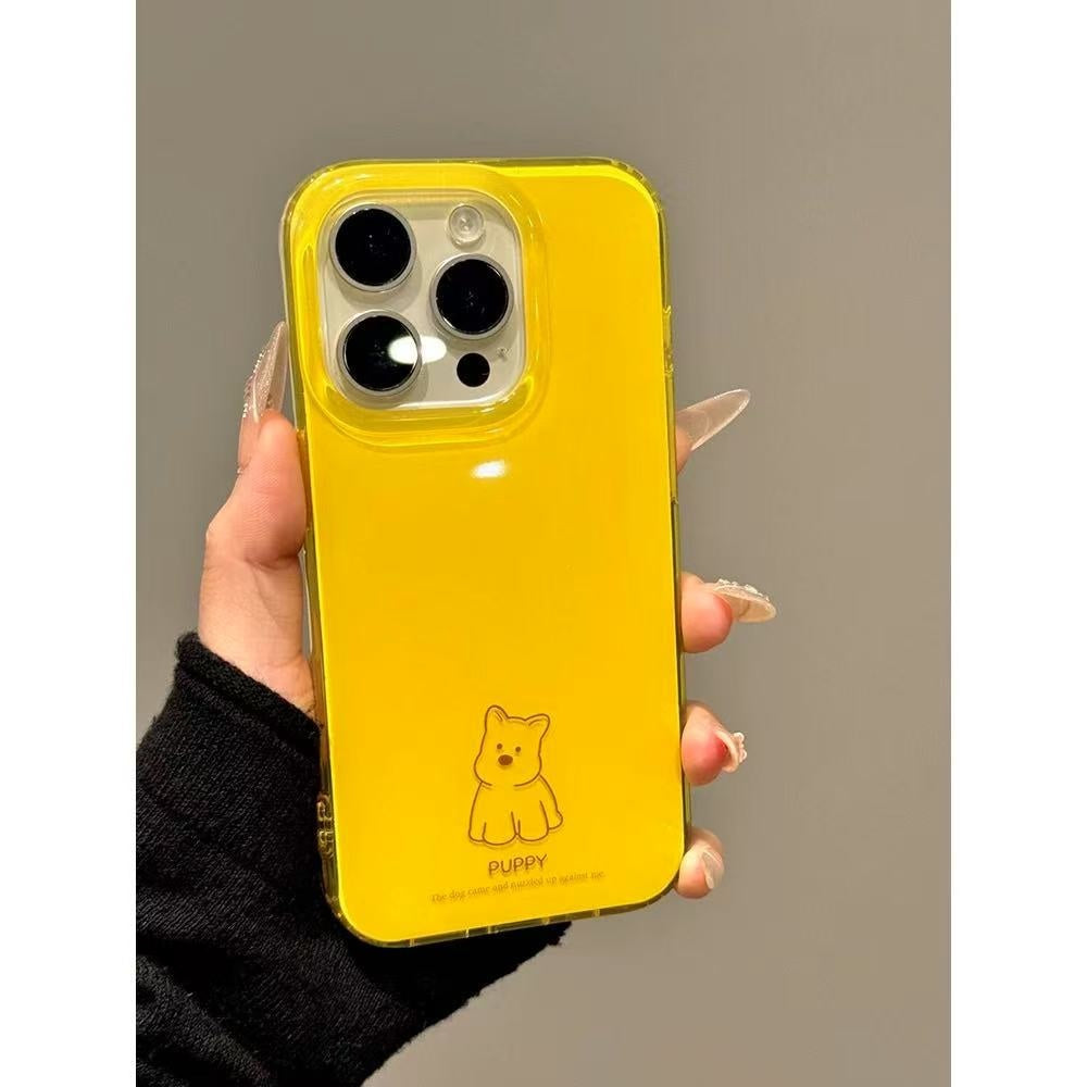 Ins style minimalist English line puppy suitable for iPhone 16 Promax Apple 15 phone case 14 new model 13