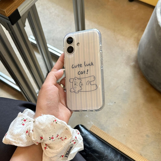 Ins Double Layer Cat Stand Phone Case Compatible with Apple 15 Rounded Edge iPhone 16 Pro Max Hard 14