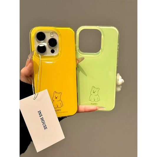 Ins style minimalist English line puppy suitable for iPhone 16 Promax Apple 15 phone case 14 new model 13