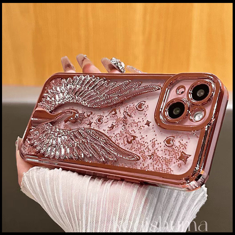Swan 3D Flowing Sand Phone Case Suitable for Apple 16 ProMax New iPhone 15 Female Personalized Anti Drop