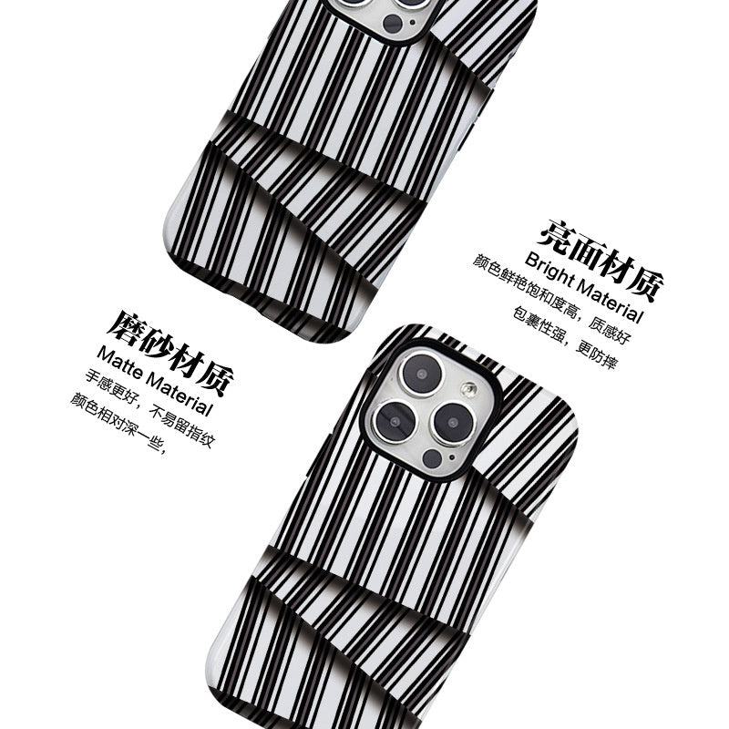 Black and white stripes are suitable for Apple 16promax Filin dual case 15pro14