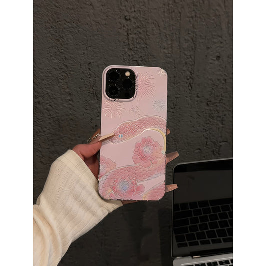 Compatible Apple 16 Phone Case 15 Huawei Creative IMD Feather Gauze Mate 60 Fireworks Gradient Pink Snake Xiaomi Hard