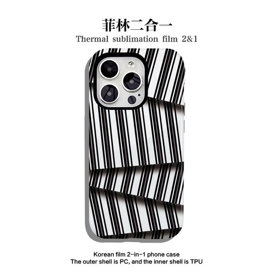 Black and white stripes are suitable for Apple 16promax Filin dual case 15pro14