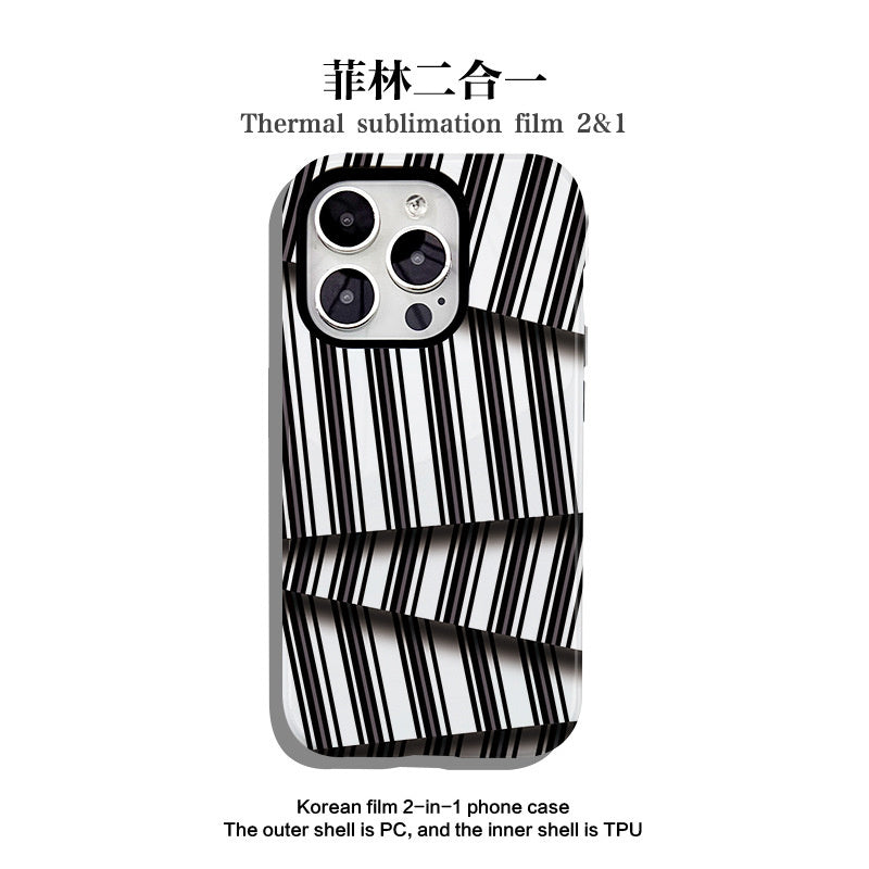 Black and white stripes are suitable for Apple 16promax Filin dual case 15pro14