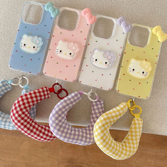 Colorful Polka Dot Cute KT Cat Compatible with Apple 16 Pro Max Phone Case iPhone 15 New Model 13/14/12/11