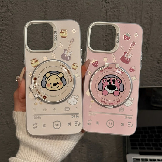 Compatible with Apple 16 Pro Matte Silver Huawei P60 Cartoon Phone Case iPhone 15 Niche Earphone Winnie the Pooh