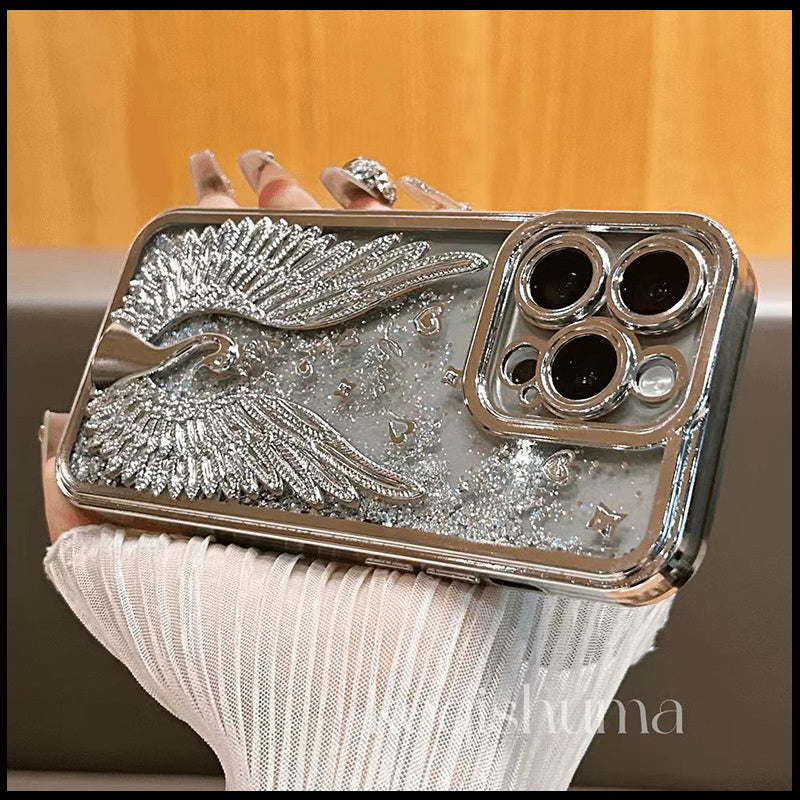 Swan 3D Flowing Sand Phone Case Suitable for Apple 16 ProMax New iPhone 15 Female Personalized Anti Drop