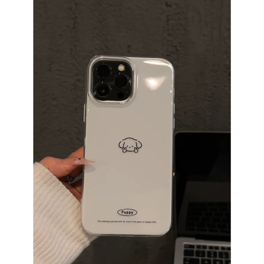 Biye Line Puppy Compatible with Apple 16 Pro Max Creative iPhone 15 Jelly Phone Case Two-in-One Cute