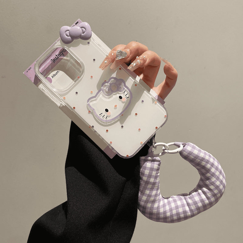 Colorful Polka Dot Cute KT Cat Compatible with Apple 16 Pro Max Phone Case iPhone 15 New Model 13/14/12/11