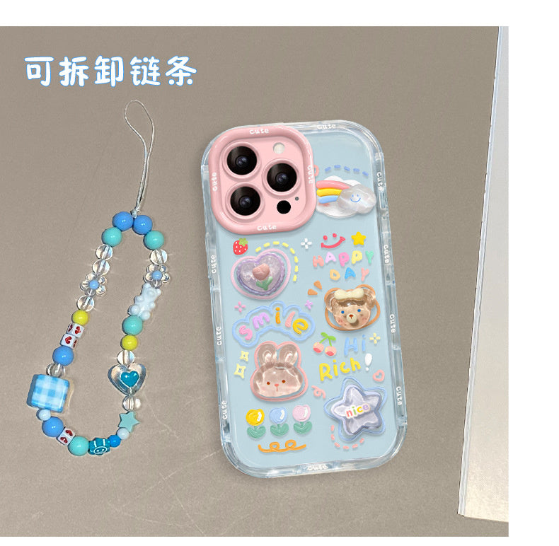 Cloud Doll Bracelet Compatible with Apple 16e Phone Case 13 Pro Max Cute Girls 15 Jelly 14 Stand 12