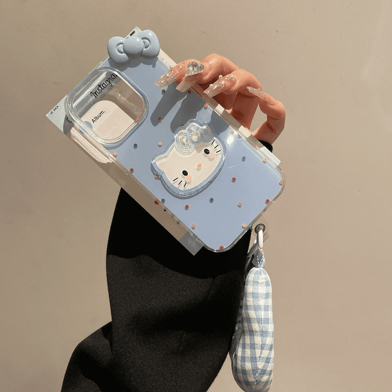 Colorful Polka Dot Cute KT Cat Compatible with Apple 16 Pro Max Phone Case iPhone 15 New Model 13/14/12/11
