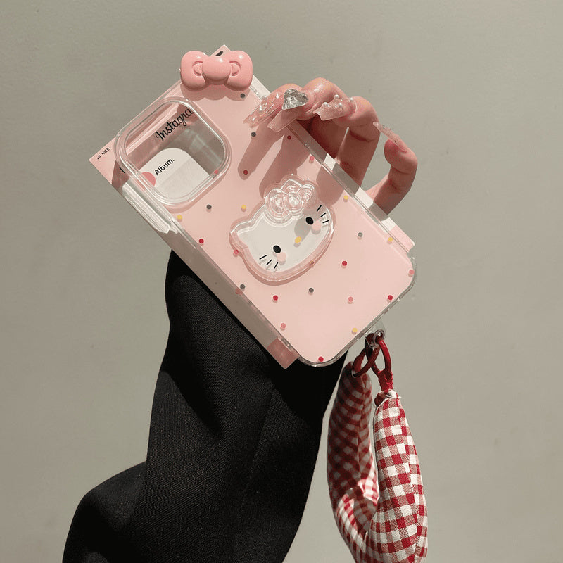 Colorful Polka Dot Cute KT Cat Compatible with Apple 16 Pro Max Phone Case iPhone 15 New Model 13/14/12/11