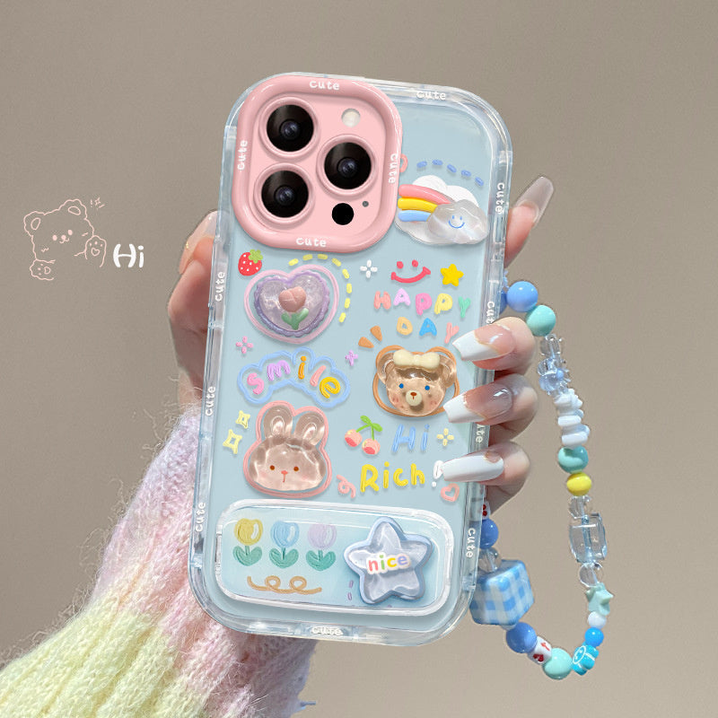 Cloud Doll Bracelet Compatible with Apple 16e Phone Case 13 Pro Max Cute Girls 15 Jelly 14 Stand 12