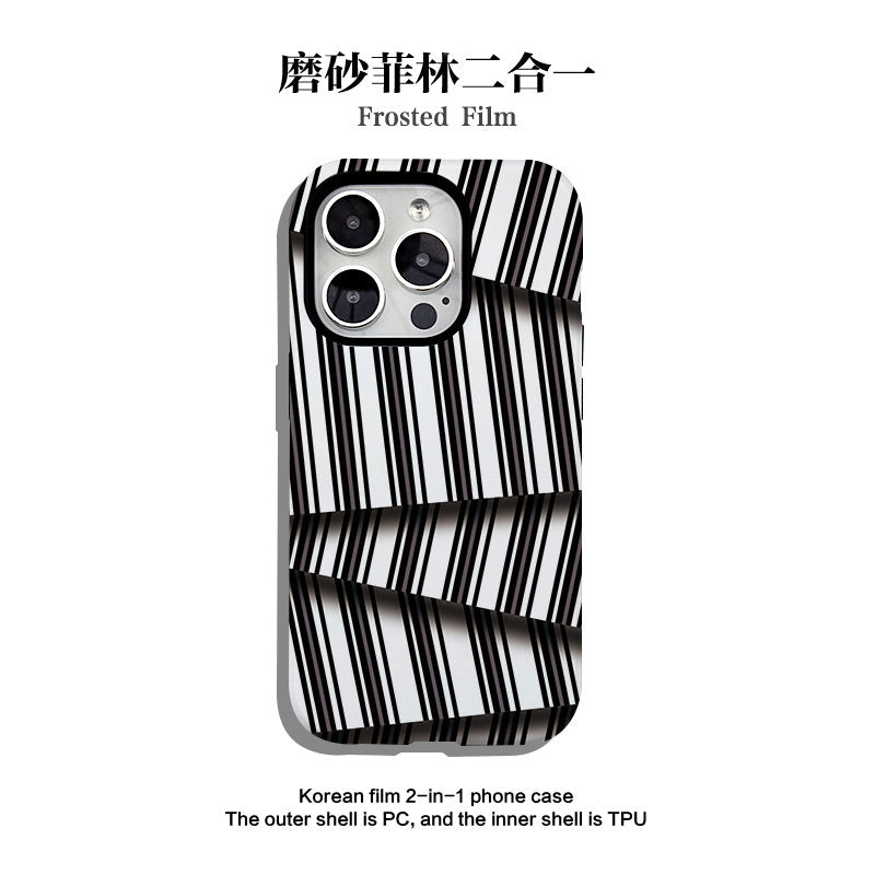 Black and white stripes are suitable for Apple 16promax Filin dual case 15pro14