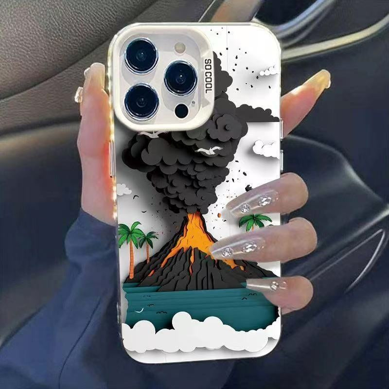 Volcanic eruption suitable Apple 16 Promax phone case, personalized vitality case for iPhone 15/14/13/12
