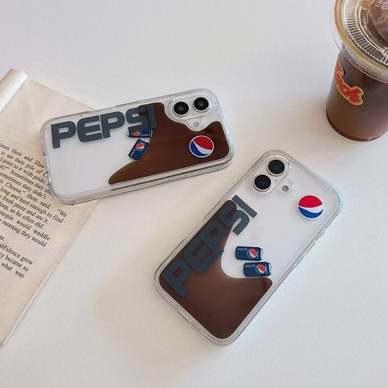 Creative Flowing Sand Pepsi Cola Suitable for Apple 16 ProMax Phone Case 15 Floating Slide 14 Large Hole Protective Cover
