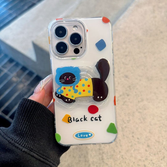 Polka Dot Cat Compatible with Apple iPhone Xiaomi 15/14/13 Pro Shockproof Vivo Huawei Oppo Phone Case